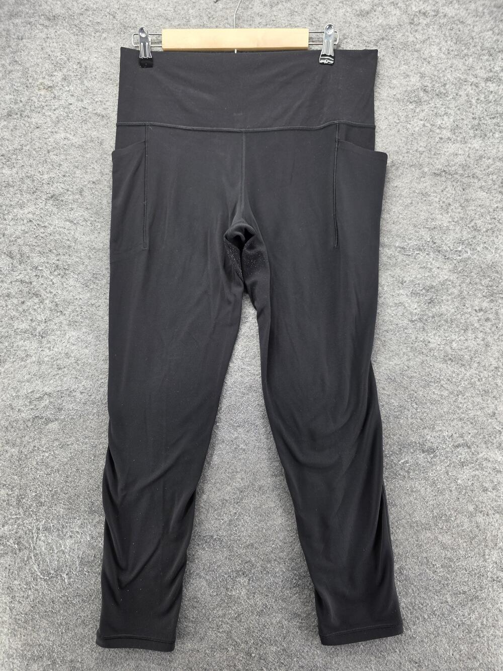 Athleta Leggings Womens M Black Ankle Yoga Pockets Elastic Waist 25.5 Inseam